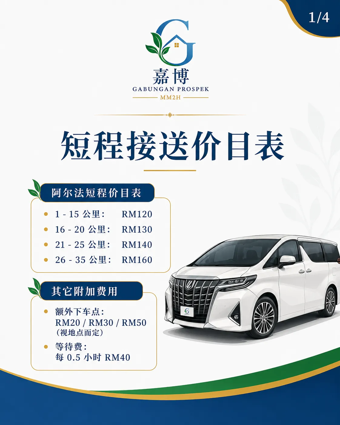 短程接送价目表海报